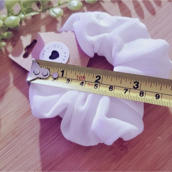 New White Velvet Scrunchie - Picture 2 of 4